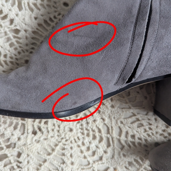 M. GEMI "Corsa" Italian Suede Block Heel Ankle Boot Grey Size 37 (7) - Picture 12 of 13